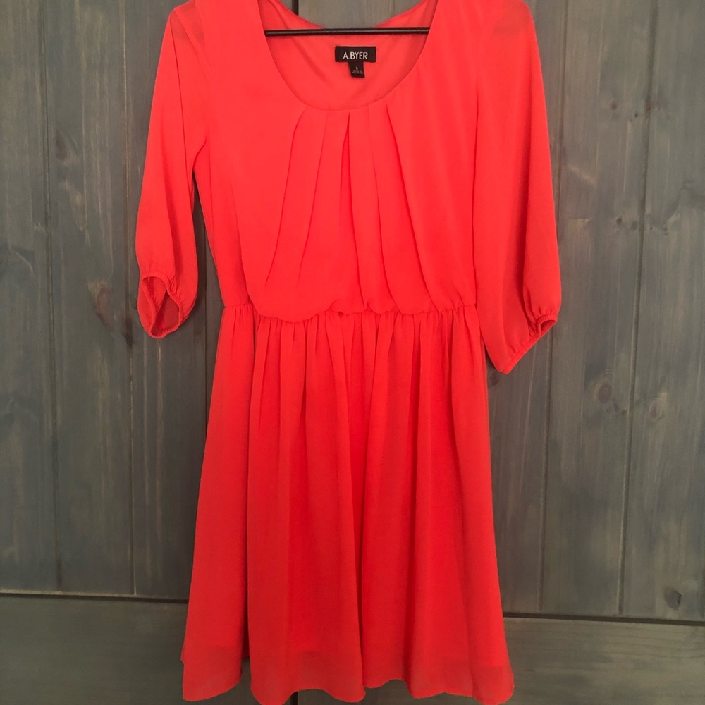 Coral sheer lined dress